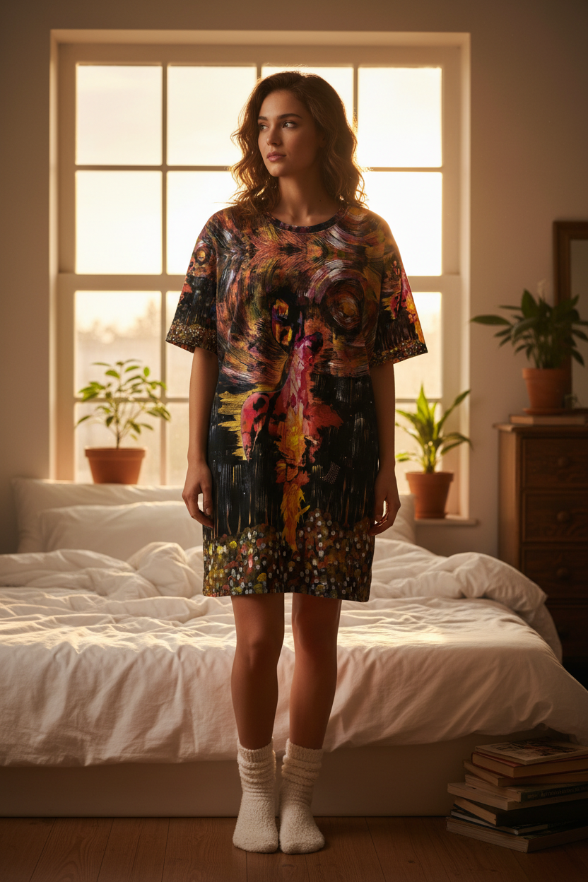 Mujer sleepwear bien iluminada