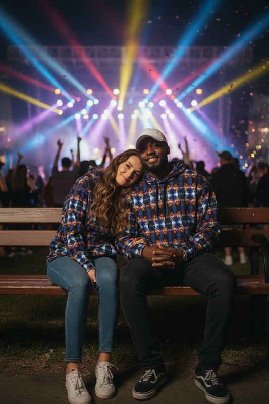 Pareja en venue de concierto