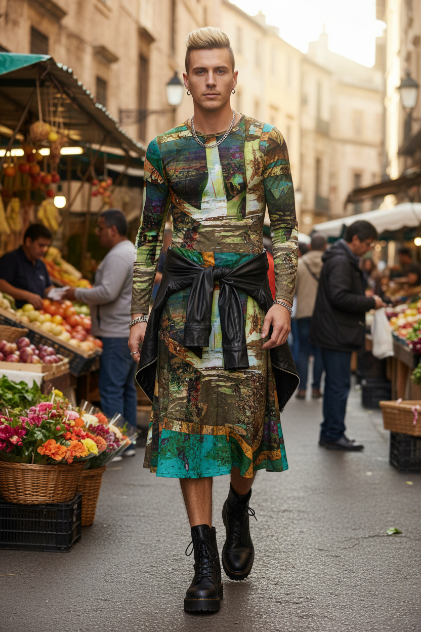 Vestido abstracto - Hombre rubio punk
