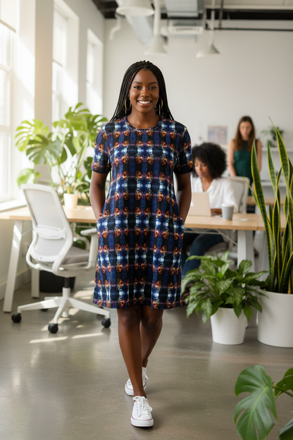 Vestido azul-naranja - Co-working