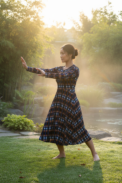 Vestido azul-naranja - Tai chi