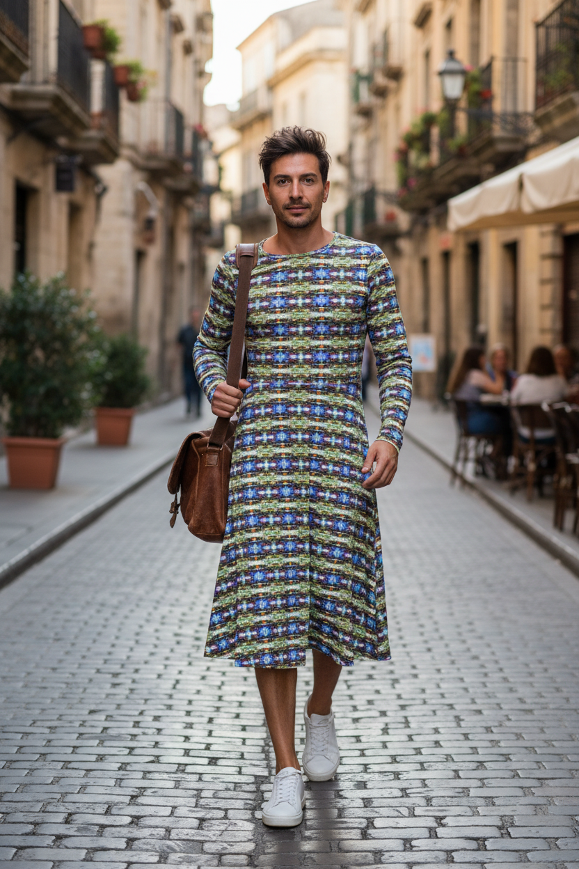 Vestido azul-verde - Hombre ciudad