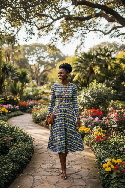 Vestido azul-verde - Jardín