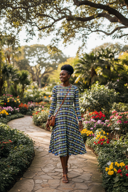 Vestido azul-verde - Jardín