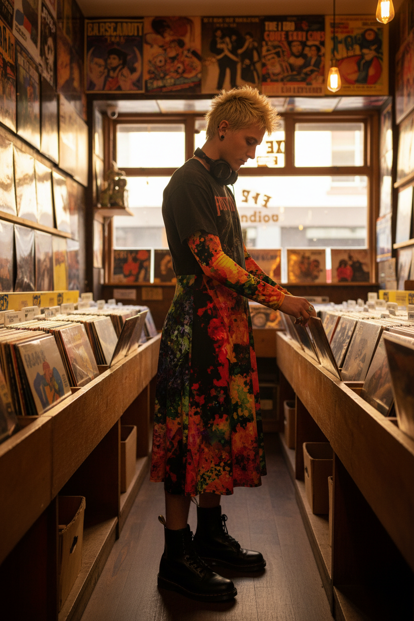 Vestido colorido - Hombre punk discos