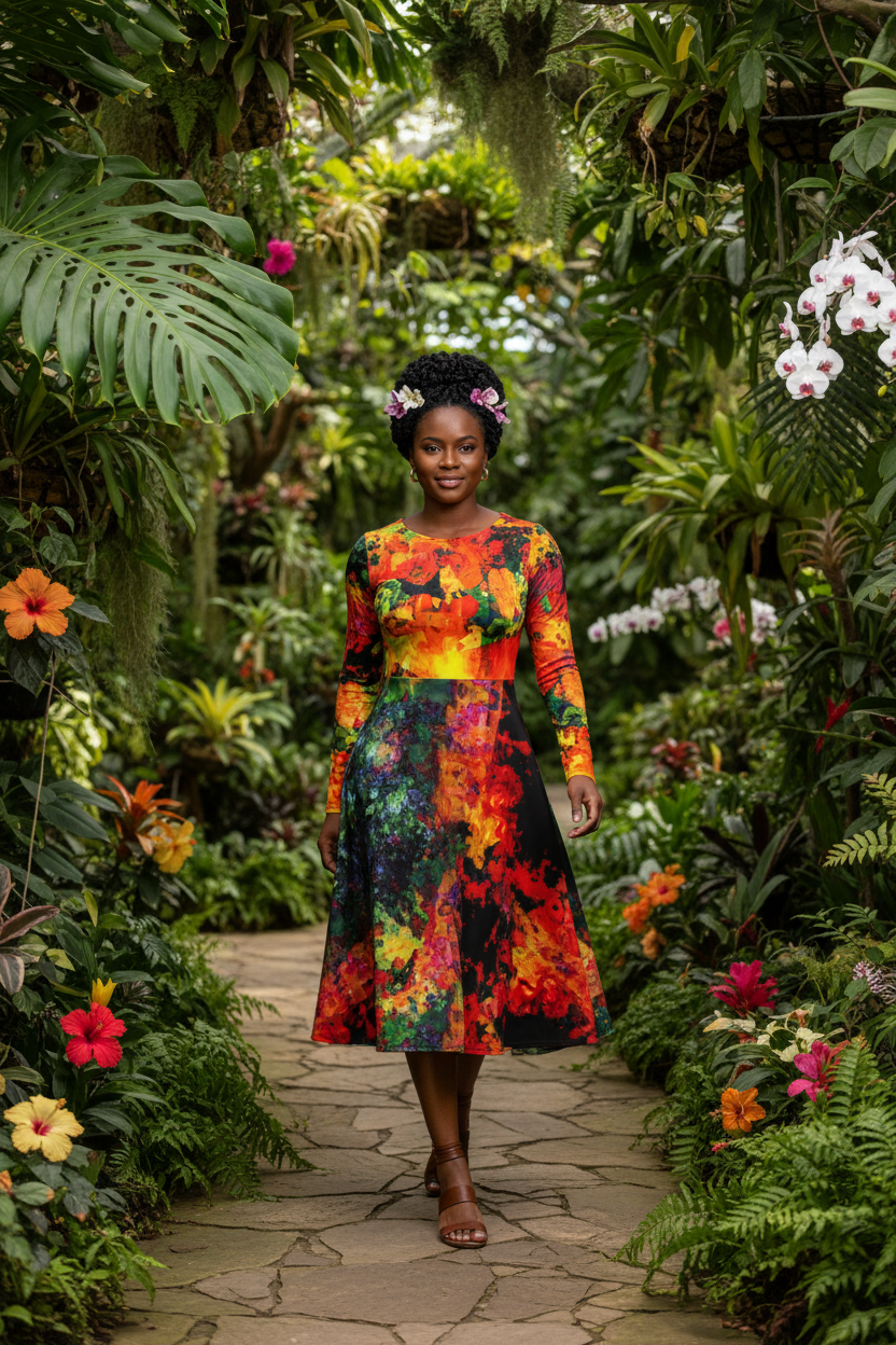 Vestido colorido - Jardín tropical