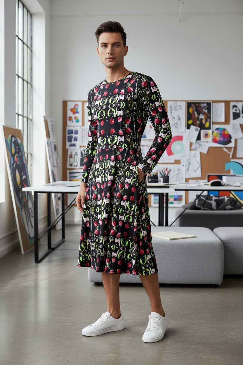 Vestido flores - Hombre estudio