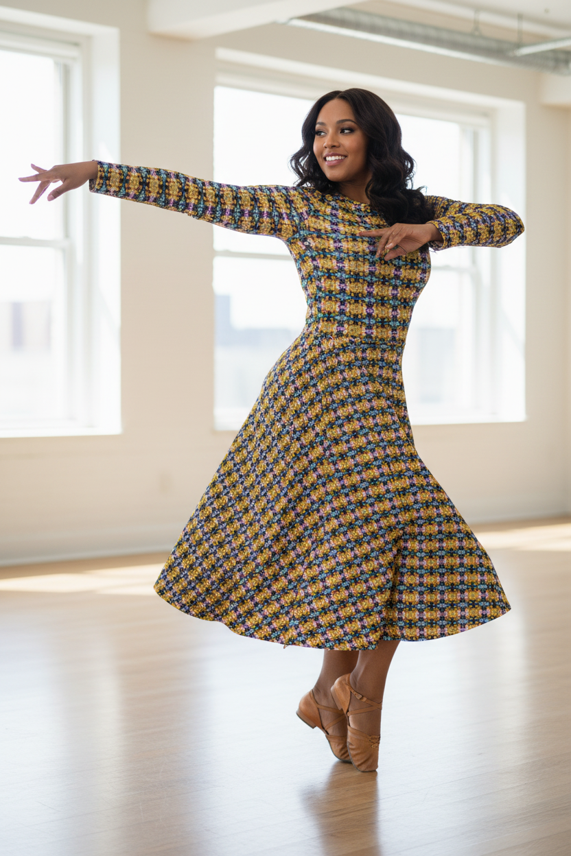 Vestido geométrico - Jazz curvy realista