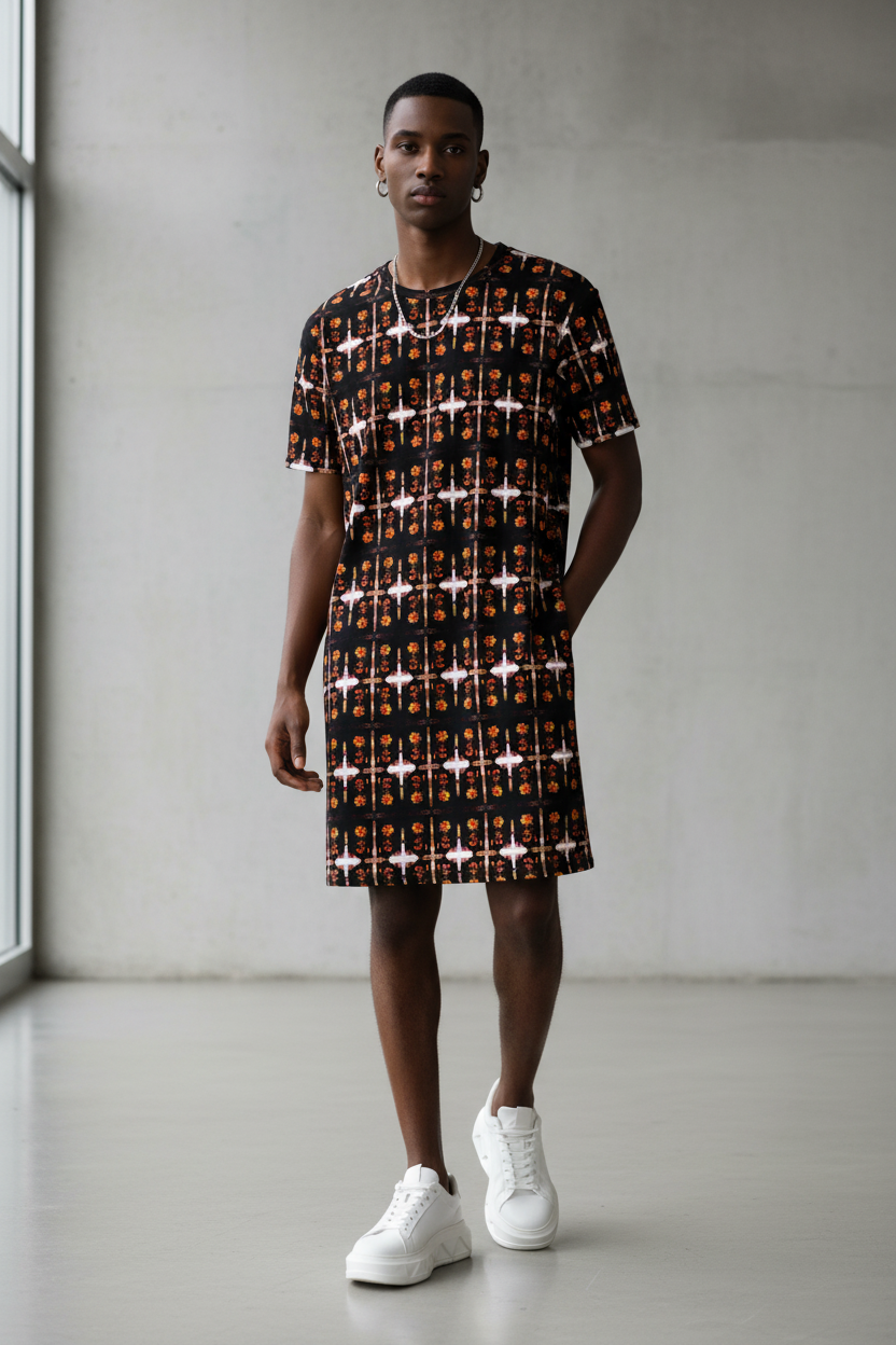 Vestido naranja - Frente andrógino