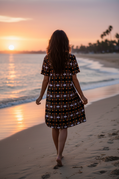 Vestido naranja - Playa atardecer