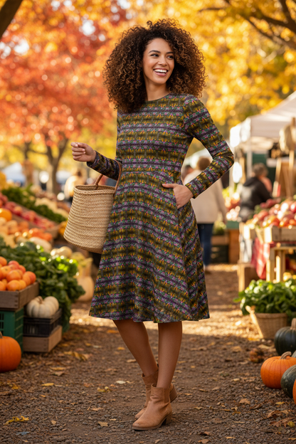 Vestido oliva-morado - Mercado