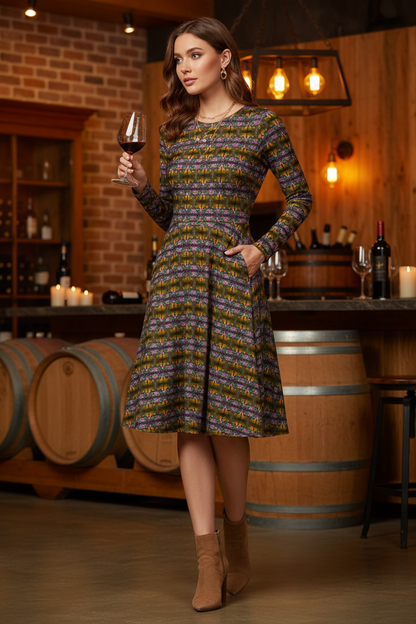 Vestido oliva-morado - Viñedo