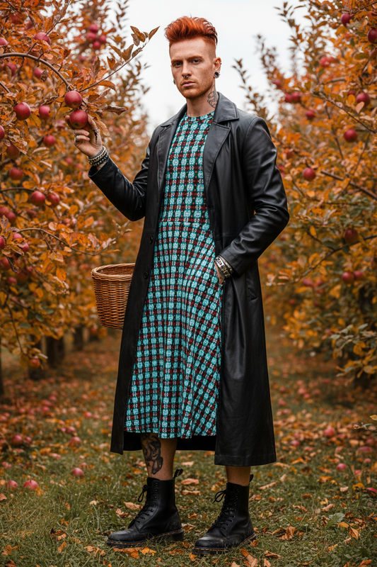 Vestido turquesa - Pelirrojo masculino leather coat
