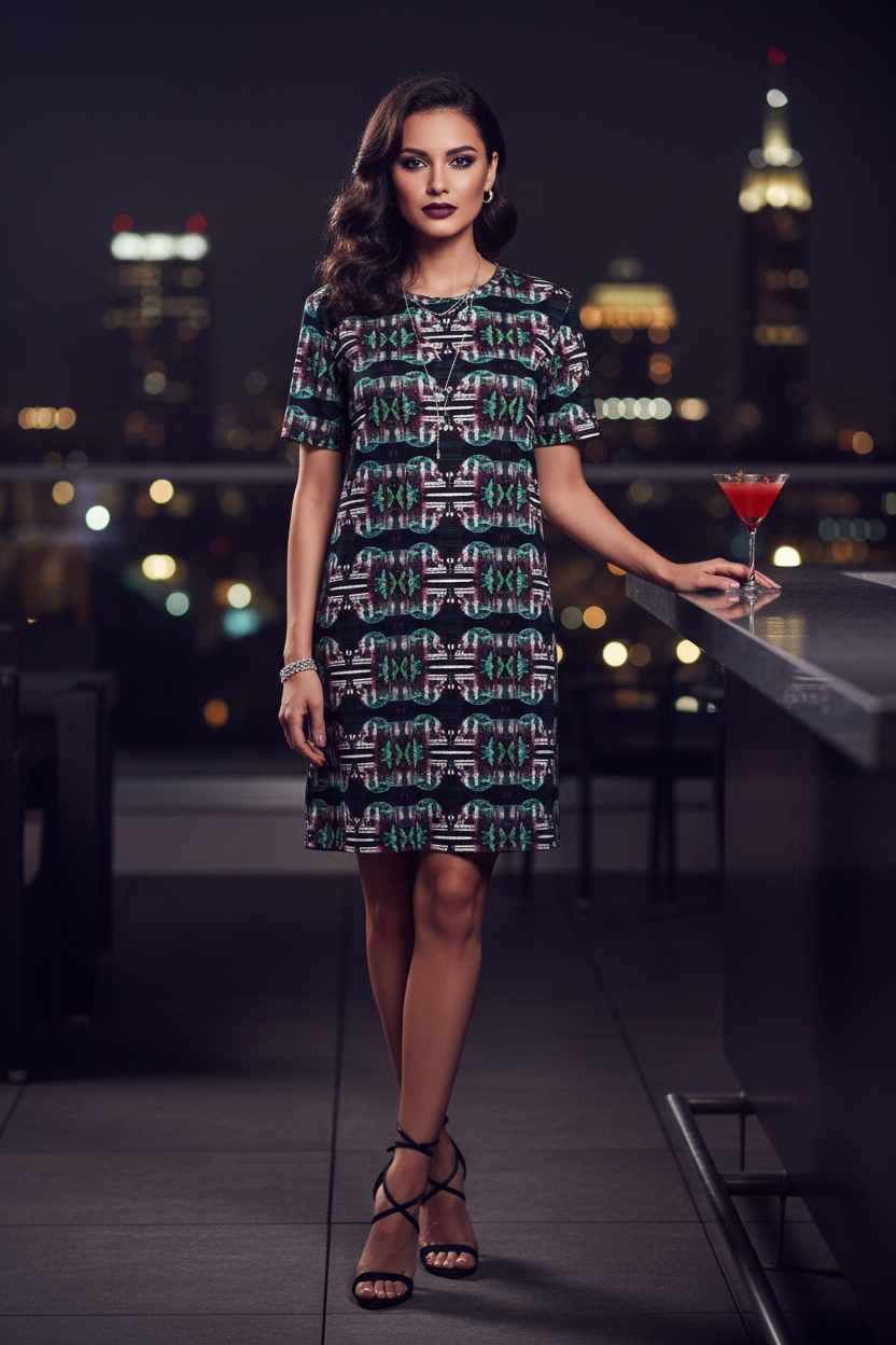 Vestido turquesa-rosa - Cocktail